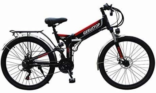 Electric Bike : YAOJIA Folding bycicles adult bike Adult Mens 26 Inch Folding E-bike | With 48V 10.4AH Lithium-Lon Battery Mountain Road Hybrid Cycling Bicycle trek road bike (Color : Black)