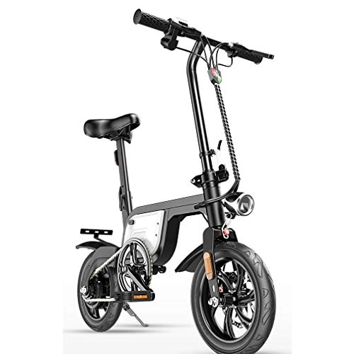 Electric Bike : Ydshyth Electric Bike, Foldable, IPX5 Waterproof Level with Detachable Battery, 250W High-Power Motor City Commuter E Bike for Adult, White, 8AH