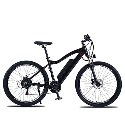 Electric Bike : YIZHIYA Electric Bike, 27.5" Electric Mountain Bike for Adults, Lightweight aluminum alloy Professional 21 Speed Gears Variable Speed E-bike, Front and Rear Double Disc Brakes, Black, 48V 500W 10AH