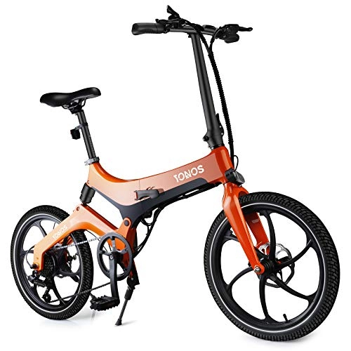 Electric Bike : Yonos Folding Electric Bike for Adults Magnesium Alloy Bicycle Ebikes Lightweight 80KM Range 250W 36V 7.8Ah With 20inch Tire & LCD Screen