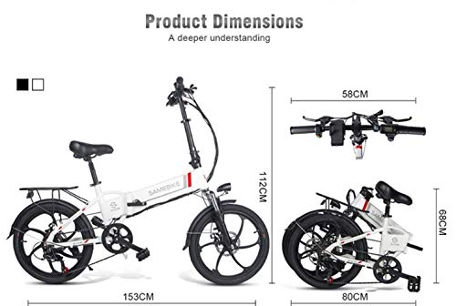 Electric Bike : YOUSR 20"Electric Bicycle 48V 8Ah Built-in Lithium Battery E Bicycle Electric Bicycle Folding Powerful Motor Electric Bicycle