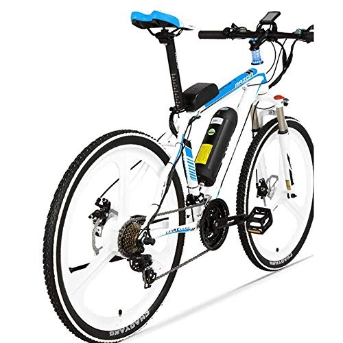 Electric Bike : YOUSR Electric Mountain Bike, 48V Lithium Battery Electric Unicycle Five-speed Power Bike 26 Inch White