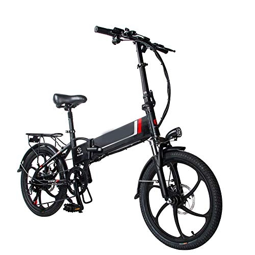 Electric Bike : YOUSR Upgraded Electric Bike, 250W 20'' Electric Bicycle with Removable48v 10.4 AH Lithium-Ion Battery for Adults, 7 Speed Shifter Black
