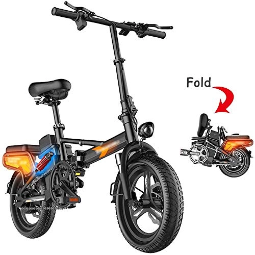 Electric Bike : YSHUAI 14 Inch 48V30ah Electric Folding Bike, Folding Electric Bike Electric Bikes MTB E-Bike Power Assistance City Commuter Strong Mountain Bike, To Help Endurance 400 Km