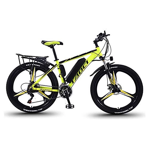 Electric Bike : YWEIWEI Electric Bikes For Adult, E Bike For Men, Mountain Bike Super Magnesium Alloy Ebikes Bicycles All Terrain, 26 36V 350W Removable Lithium-Ion Battery Bicycle, electric bike Yellow-8AH / 50KM