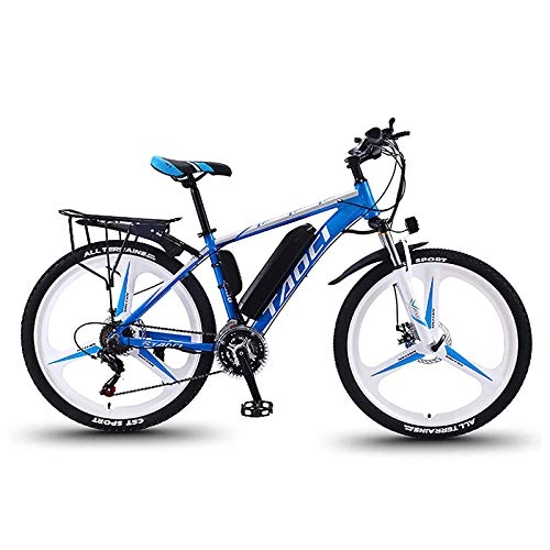 Electric Bike : YWEIWEI Electric Bikes For Adult E Bikes For Men Super Magnesium Alloy Ebikes Mountain Bike Bicycles All Terrain 26 36V 350W Removable Lithium-Ion Battery Bicycle Blue-13AH / 90KM