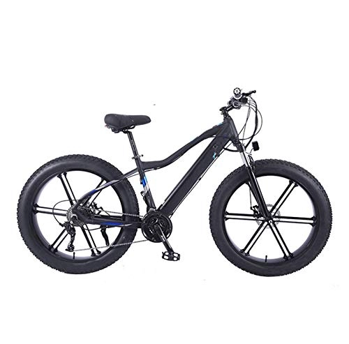 Electric Bike : YZT QUEEN Electric Bikes, Aluminum Alloy Mountain Gold Bicycle Thick Wheel Snow Bicycle 27 Speed, 26"36V 10AH 350W Hidden Removable Lithium Battery Bicycle, Black