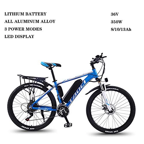 Electric Bike : ZFY Electric Bikes For Adult, 36V 350W Removable Lithium-Ion Battery Mountain Ebike Magnesium Alloy Ebikes Bicycles All Terrain, Blue-10AH70km