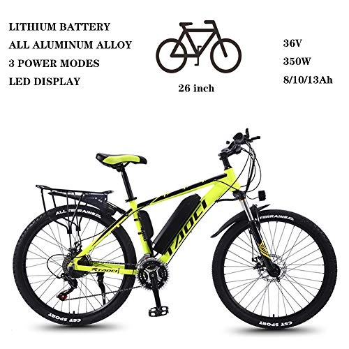 Electric Bike : ZFY Magnesium Alloy Ebikes Bicycles 26 Inch Electric Bikes For Adult, 36V 350W Removable Lithium-Ion Battery Mountain Ebike, Yellow-10AH70km