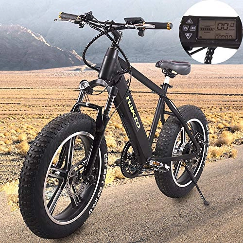 Electric Bike : ZHAOSHOP Electric Mountain Bike, 20x4.0in Fat Tire e-Bike 48V10AH Lithium Battery Hydraulic Disc Brakes Electric Snow Bike, Black