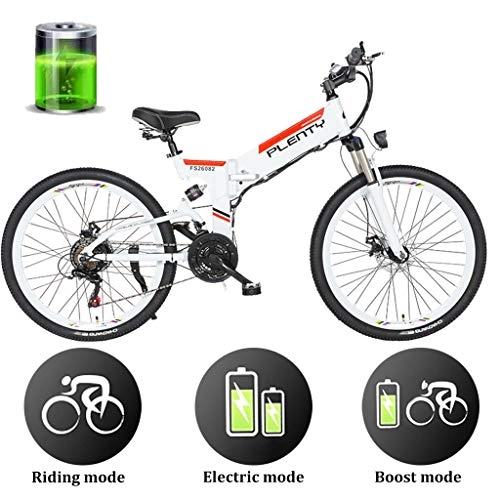 Electric Bike : ZJGZDCP 26'' Folding Electric Bicycle E-ABS Double Disc Brake E-bike City Adult Electric Bikes With 350w Motor And 48V 10AH Lithium Battery (Color : GRAY, Size : 10AH-480WH)