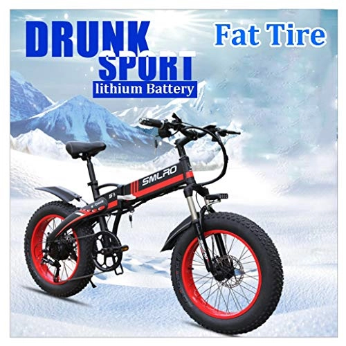 Electric Bike : ZJGZDCP 26inch Adult Snow Electric Bike for Beach and Mountains 350W Foldable Electric Bicycle With LCD Screen and 48V 10Ah Removable Battery(color:blue) (Color : RED, Size : 36V-8Ah)