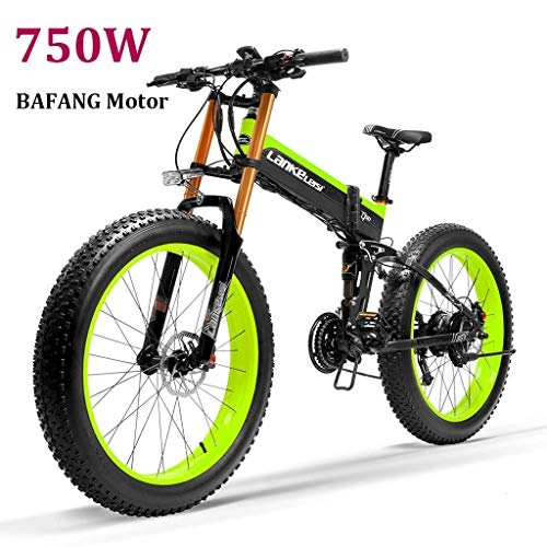Electric Bike : ZJGZDCP 26inch Electric Mountain Bike With Removable Large Capacity Lithium-Ion Battery (48V 750W) Electric Bike 21 Speed Gear And Three Working Modes (Color : GREEN, Size : 750W)