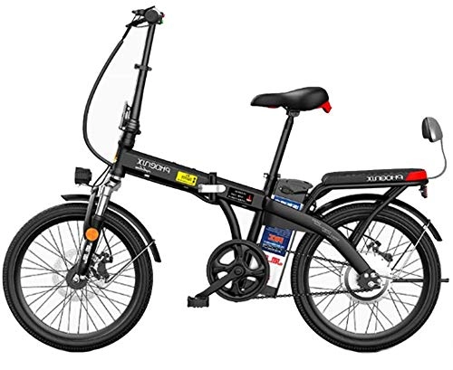 Electric Bike : ZJZ 20" Folding Electric Bike with Removable Large Capacity Lithium-Ion Battery (48V 250W), 3 Riding Modes, Dual Disc Brakes Electric Bicycle (Color : Black, Size : 90KM)