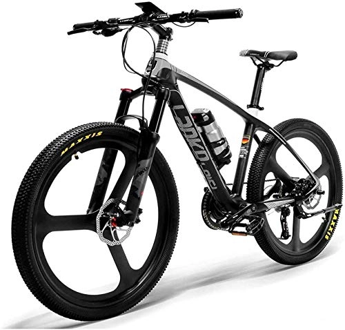 Electric Bike : ZJZ 26'' Electric Bike Carbon Fiber Frame 300W Mountain Bikes Torque Sensor System Oil And Gas Lockable Suspension Fork City Adult Bicycle E-bike