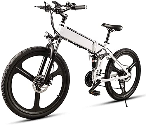 Electric Bike : ZJZ 26 in Electric Bike for Adults 350W Folding Mountain E-Bike with 48V10AH Removable Lithium-Ion Battery, Aluminum Alloy Double Suspension Bicycle Maximum Speed 35Km / H