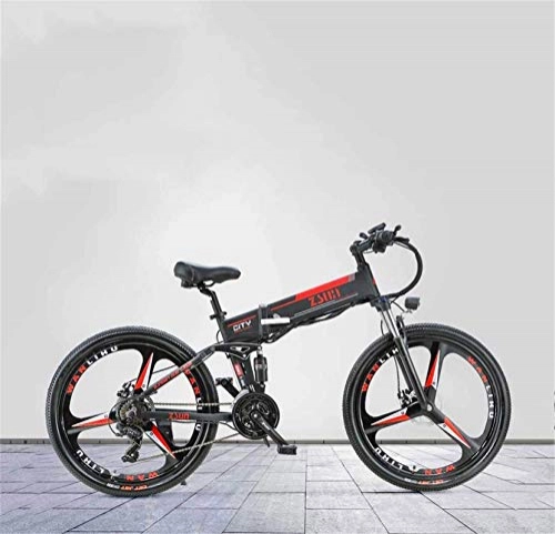 Electric Bike : ZJZ 26 Inch Adult Folding Electric Mountain Bike, 48V Lithium Battery, With GPS Anti-Theft Positioning System Electric Bicycle, 21 Speed