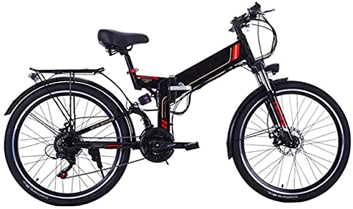 Electric Bike : ZJZ 26 Inch Electric Bike Folding Mountain E-Bike 21 Speed 36V 8A / 10A Removable Lithium Battery Electric Bicycle for Adult 300W Motor High Carbon Steel Material