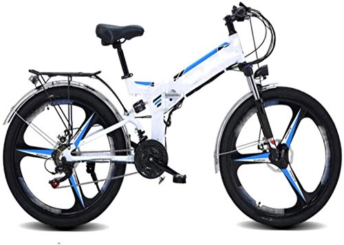 Electric Bike : ZJZ 26 inch Folding Electric Bikes Bicycle Mountain, 48V10Ah lithium battery 21 speed Adult Bike GPS positioning Sports Cycling