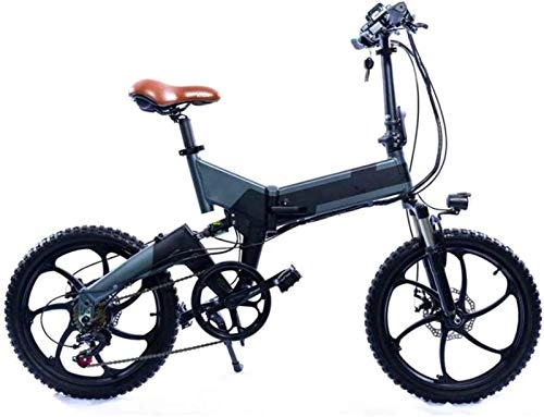 Electric Bike : ZJZ Adult 20 Inch Folding Mountain Electric Bike, 7 Speed With ABS Electric Bicycle, 500W Motor / 48V 13AH Lithium Battery, Magnesium Alloy Integrated Wheels