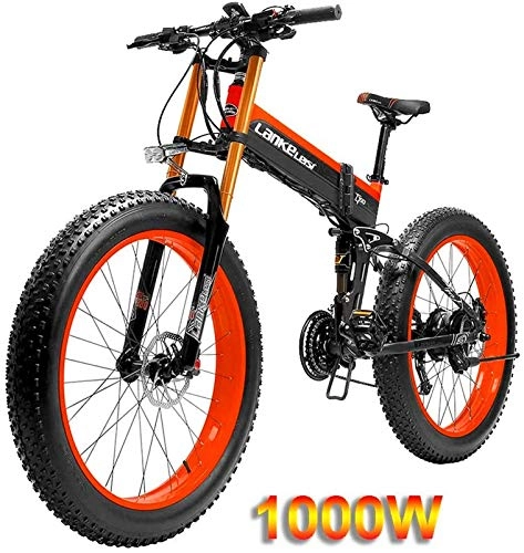 Electric Bike : ZJZ Bikes, 26'' Electric Bikes for Adults Aluminum Alloy Fat Tire E-Bikes Bicycles All Terrain 1000W 48V 14.5Ah Removable Lithium-Ion Battery with 3 Riding Modes