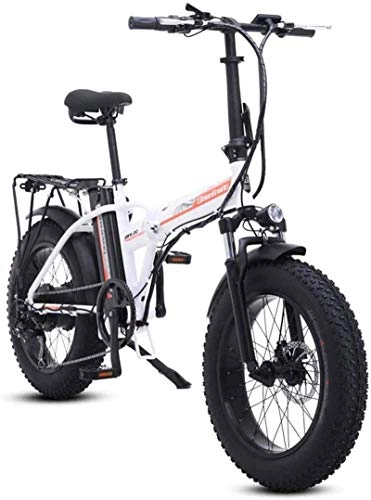 Electric Bike : ZJZ Bikes, Fast Electric Bikes for Adults 20 Inch Electric Bicycle, Aluminum Alloy Folding Electric Mountain Bike with Rear Seat, Motor 500W, 48V 15AH Lithium Battery, Urban Commuter Waterproof