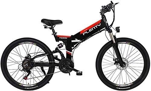 Electric Bike : ZJZ Electric Mountain Bike, 24" / 26" Hybrid Bicycle / (48V12.8Ah) 21 Speed 5 Files Power System, Double E-ABS Mechanical Disc Brakes, Large-Screen LCD Display (Color : Black, Size : 26")