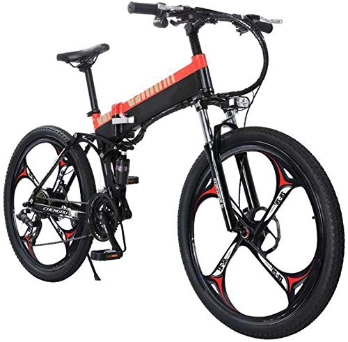 Electric Bike : ZJZ Electric Mountain Bike Folding bike Folding Lightweight Aluminum Alloy Electric Bicycle 400W 48V with LCD Screen, 27-Speed Mountain Cycling Bicycle, for Adults City Commuting