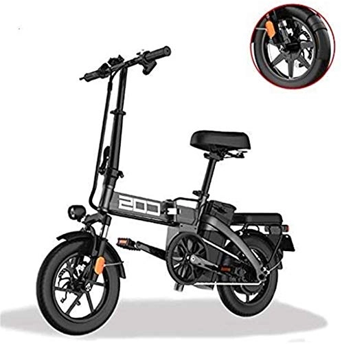 Electric Bike : ZJZ Folding Electric Bike for Adults, 14" Electric Bicycle / Commute bike With 250W Motor, 48V 28.8Ah Battery, City Bicycle Max Speed 25 Km / h, Disc Brake