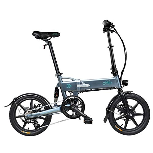 Electric Bike : ZLQ FIIDO E Bike, Portable Folding Electric Bicycle Aluminum Alloy Frame Front And Rear Double Disc Brakes with Front LED Light, for Adult, D2SGray