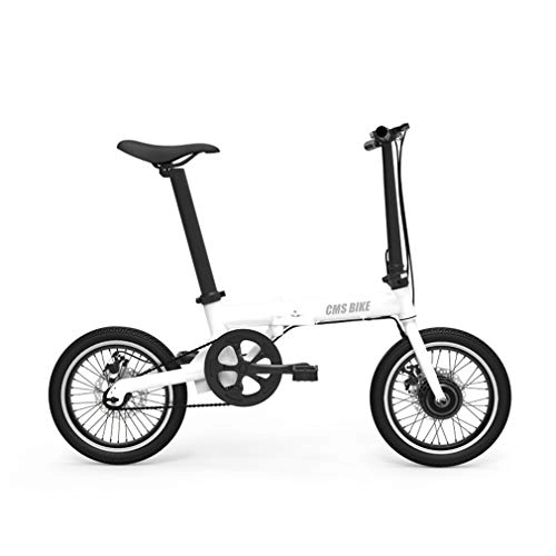 Electric Bike : ZLQ Folding Electric Bike, 16 Inch Portable Easy To Store in Caravan, Motor Home, Boat, Short Charge Lithium-Ion Battery And Three Riding Modes, White
