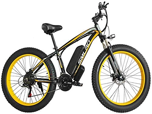 Electric Bike : ZMHVOL Ebikes, 26 inch Electric Bikes, Fat tire Bikes LCD display control instrument 21 speed Gears Outdoor Cycling Adult ZDWN (Color : Yellow)