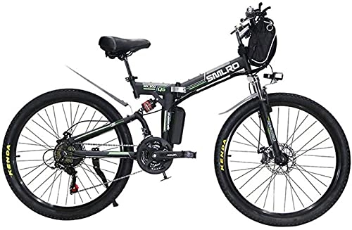 Electric Bike : ZMHVOL Ebikes, Electric Bicycle Ebikes Folding Ebike for Adults, 26Inch Electric Mountain Bike City E-Bike, Lightweight Bicycle for Teens Men Women ZDWN (Color : Black)