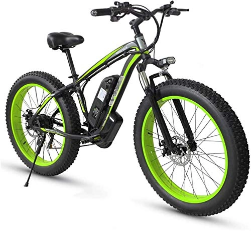 Electric Bike : ZMHVOL Ebikes Electric Bike Fat Tire Ebike 26" 4.0, Mountain Bicycle for Adult 21 Speed Beach Mens Sports Mountain Bike Full Suspension Mechanical Disc Brakes ZDWN (Color : Green)