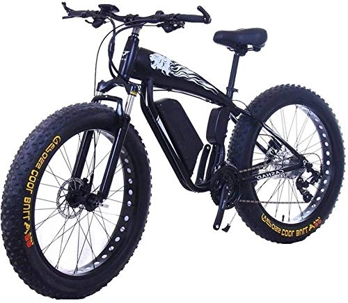 Electric Bike : ZMHVOL Ebikes, Fat Tire Electric Bicycle 48V 10Ah Lithium Battery with Shock Absorption System 26inch 21speed Adult Snow Mountain E-bikes Disc Brakes ZDWN (Color : 10ah, Size : ArmyGreen)