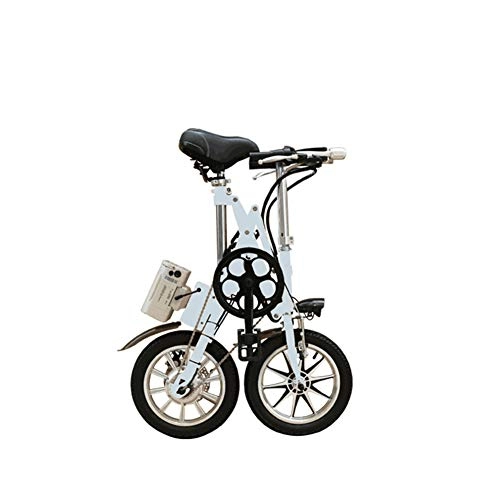 Electric Bike : ZQNHXY 14 Inch Folding Electric Bike, Electric Bikes for Adults With Shock Damper for Sports Outdoor Cycling Workout and Commuting, White