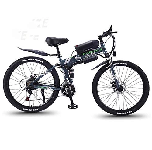 Electric Bike : ZTYD Electric Bike, 26" Mountain Bike for Adult, All Terrain 27-speed Bicycles, 36V 30KM Pure Battery Mileage Detachable Lithium Ion Battery, Smart Mountain Ebike for Adult, black green A1, 8AH / 40km