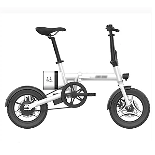 Electric Bike : ZWHDS Electric bicycle - 14 inch folding adult small battery car 36V 6AH ultralight folding E-bike 250w alloy motor ，EBS system kinetic energy recovery (Color : White)
