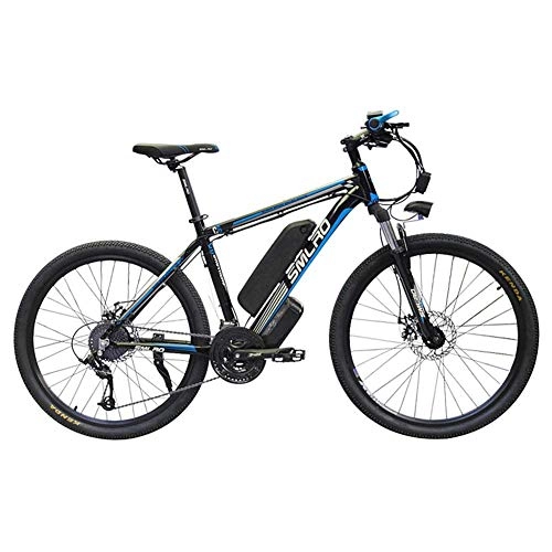 Electric Bike : ZXL Electric Mountain Bike, 1000W 26'' Electric Bicycle with Removable 48V 15Ah Lithium-Ion Battery 27 Speed Gear (White-Red), Black-Blue