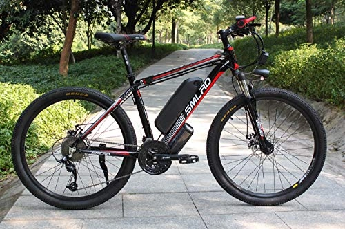 Electric Bike : ZXL Electric Mountain Bike, 1000W 26'' Electric Bicycle with Removable 48V 15Ah Lithium-Ion Battery 27 Speed Gear (White-Red), Black-Red