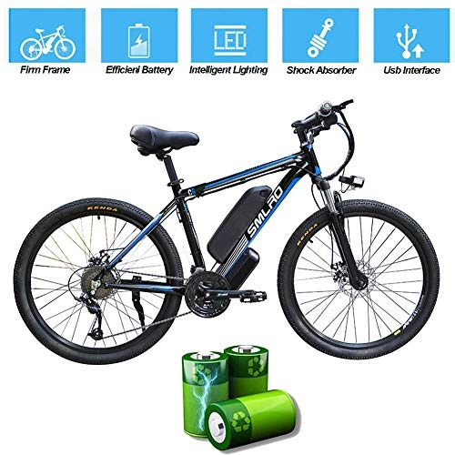 Electric Bike : ZXL Home Electric Bike for Adults, Electric Mountain Bike, 26 inch 360W Removable Aluminum Alloy Bicycle, 48V / 10Ah Lithium-Ion Battery for Outdoor Cycling Travel Work Out, Black Red, 26 in, Black Blue
