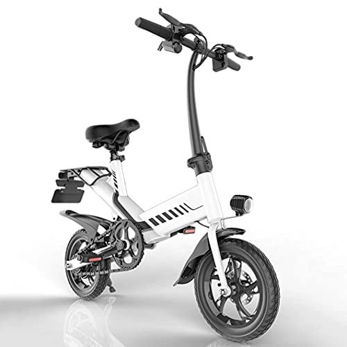 Electric Bike : ZXQZ Electric Bikes, 12'' Folding E-Bike for Adults and Teenagers, Motor Electric Bicycles with Removable 36V 7.5Ah Lithium-Ion Battery Throttle & Pedal Assist (Color : White)