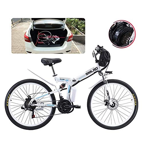 Electric Bike : ZYC-WF Adult Folding Electric Bikes Comfort Bicycles Hybrid Recumbent / Road Bikes 26 inch Tires Mountain Electric Bike 500W Motor 21 Speeds Shift for City Commuting Outdoor Cycling Travel Work Out, WHI