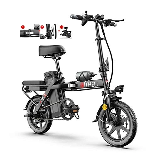 Electric Bike : ZYC-WF Electric Folding Bike Foldable Bicycle Adjustable Height Portable for Adults Cycling Comfort Bikes 350W Aluminum Alloy Bicycle with 3 Riding Modes, Black, Black