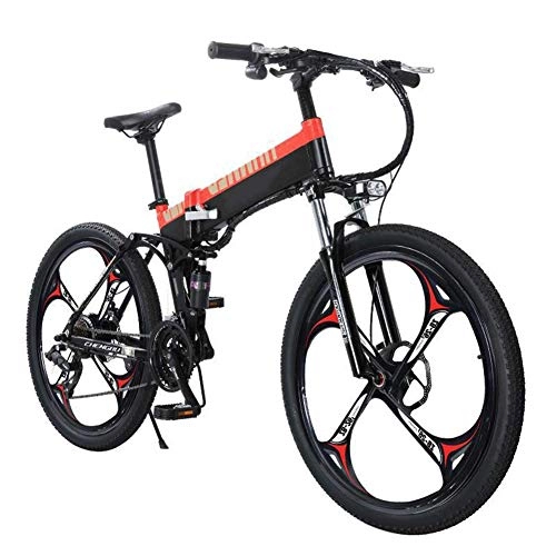 Electric Bike : ZYC-WF Electric Mountain Bike Folding for Adults 27 Speed Steel Frame Dual Suspension E-Bike 48V 400W City Electric Bicycles, Lightweight Bicycle for Teens Men Women