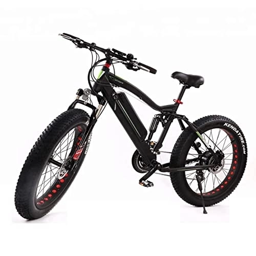 Electric Bike : ZYLEDW Electric Bike for Adults 750W / 1000W Rear Motor Electric Bicycle 26 Inch Fat Tire With 48V 17.5Ah Removable Lithium Battery Ebike (Color : Black, Size : 750W)