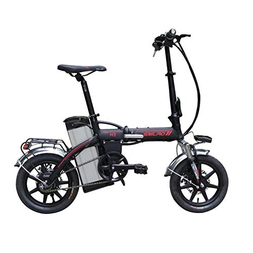 Electric Bike : ZZQ Electric Bicycle 14 Inch 48V 16AH 350W Folding E Bike Long Endurance Mileage 60KM for Adult, Black