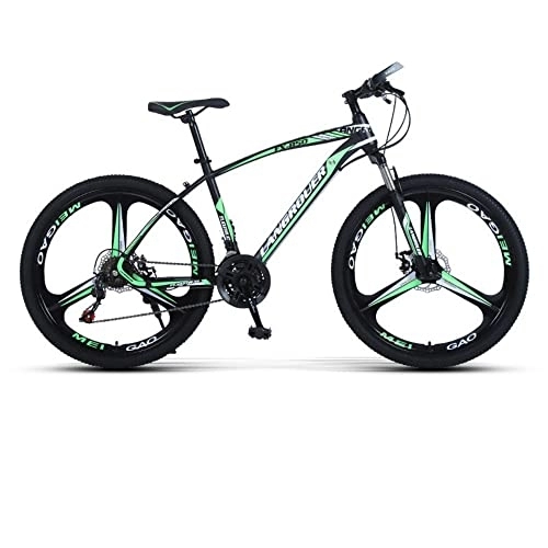Fat Tyre Bike : 24“ Thick Wheel Mountain Bike, 24 Speed Bicycle, Adult Fat Tire Mountain Trail Bike, Fat Tyre, High-carbon Steel Frame Dual Full Suspension Dual Disc Brake (Black green1)