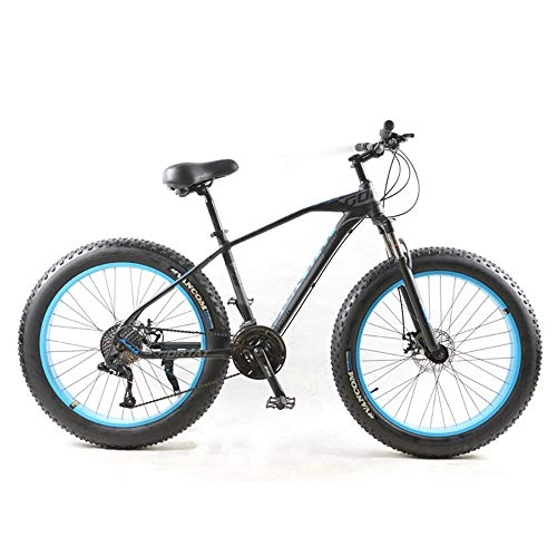 Fat Tyre Bike : 26-inch fat tire 21-speed bicycle—mechanical brake—suitable for outdoor mountain bikes on snow (black and blue)