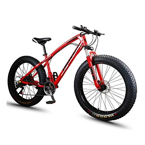 Fat Tyre Bike : 26 Inch Fat Tire Mountain Bike Gearshift Adjustable Seat Full suspension Disc brakes Hardtail-hybrid mountain bikes Adult Country Outroad Bicycles 21 / 24 / 27 Speed ( Color : Red , Size : 27 speed )
